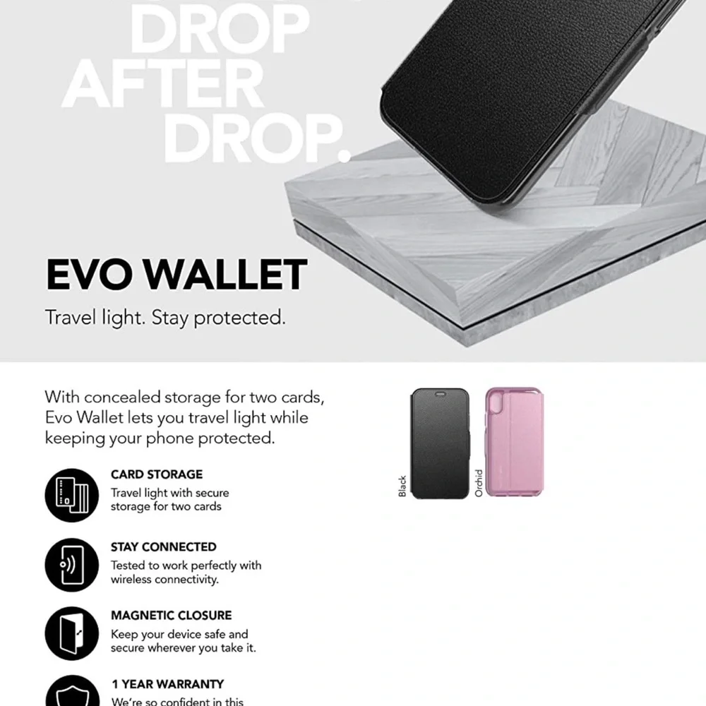 tech21 Protective Evo Wallet Card Storage Magnetic Close Case iPhone XS …